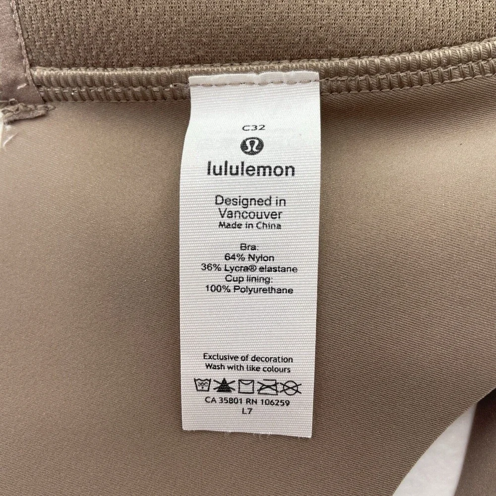 Lululemon Size 32C Bra Take Shape Molded Wireless Uplift Shape Soft Sand Beige